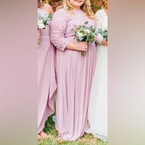 Lace mid sleeve long gown